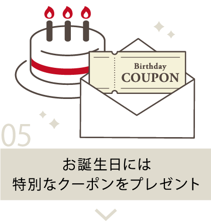 お誕生日には特別なクーポンをプレゼント